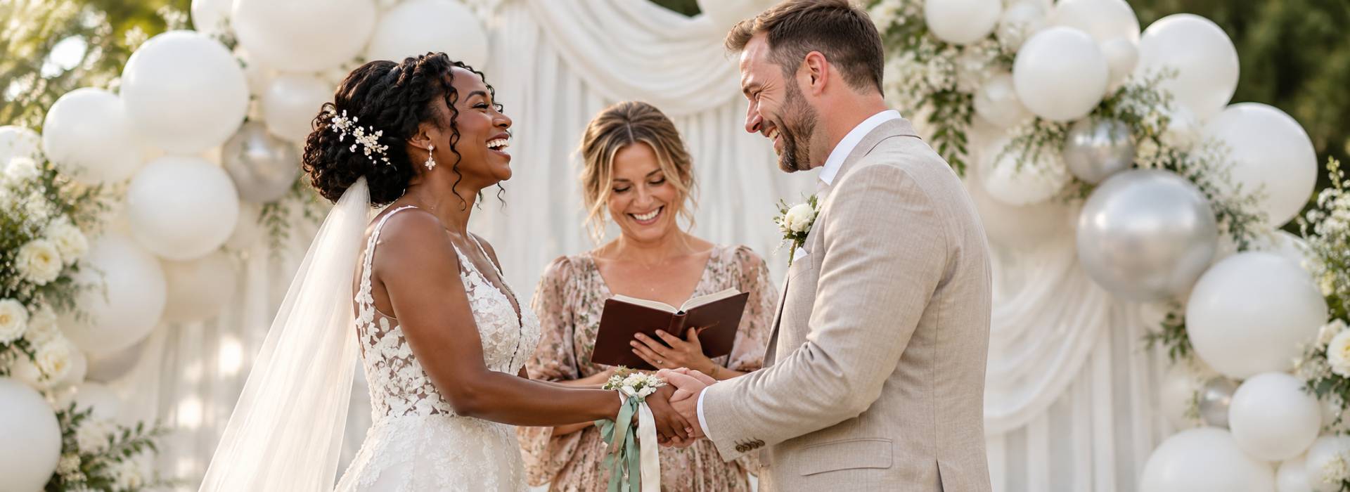 Une cérémonie sous une arche de ballons